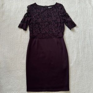 Phase Eight Maroon Burgundy Midi 1/4 sleeve Lace Dress Size 8